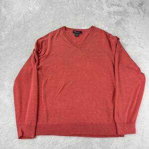 Brooks Brothers Men's Size XL V Neck 70% Silk 30% Cotton Long Sleeve Sweater